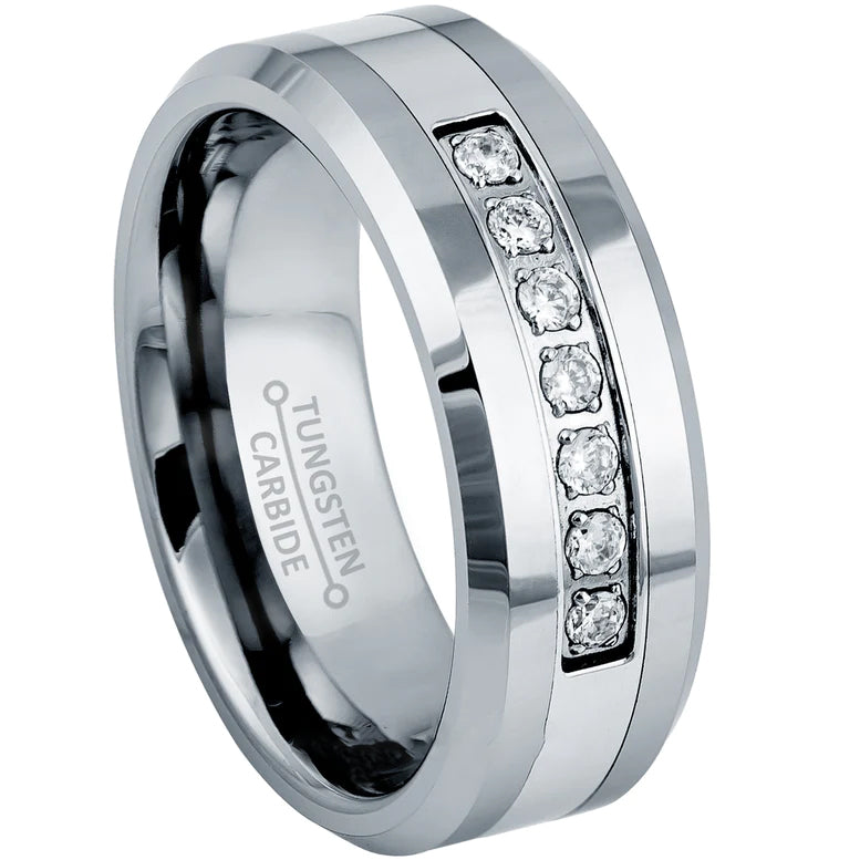 Women's tungsten rings deals with diamonds