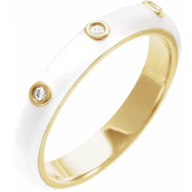 Store 14k Yellow Gold Band Ring with enamel