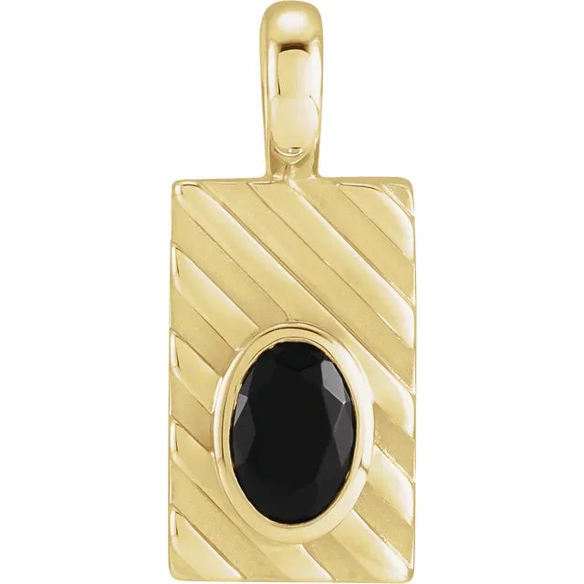 14k authentic gold black onyx pendant