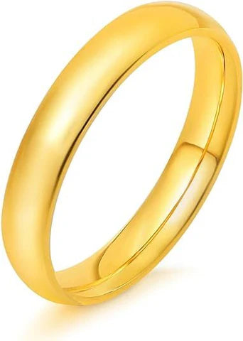 Paris Jewelry 24K Yellow Gold High Polish Classic Wedding Ring 4mm Women And Men Plated Size - 8