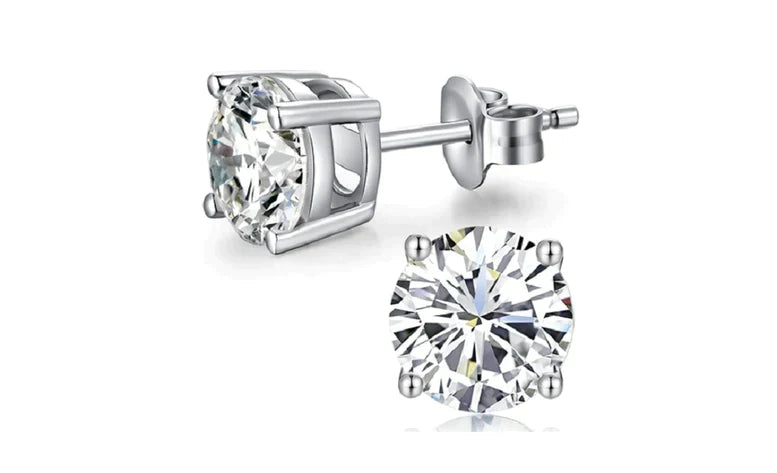 14k White Gold Created White Sapphire Round Stud Earrings 1/4 ct