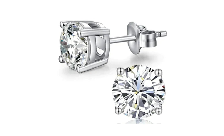 14k White Gold Created White Sapphire Round Stud Earrings 1/3 ct