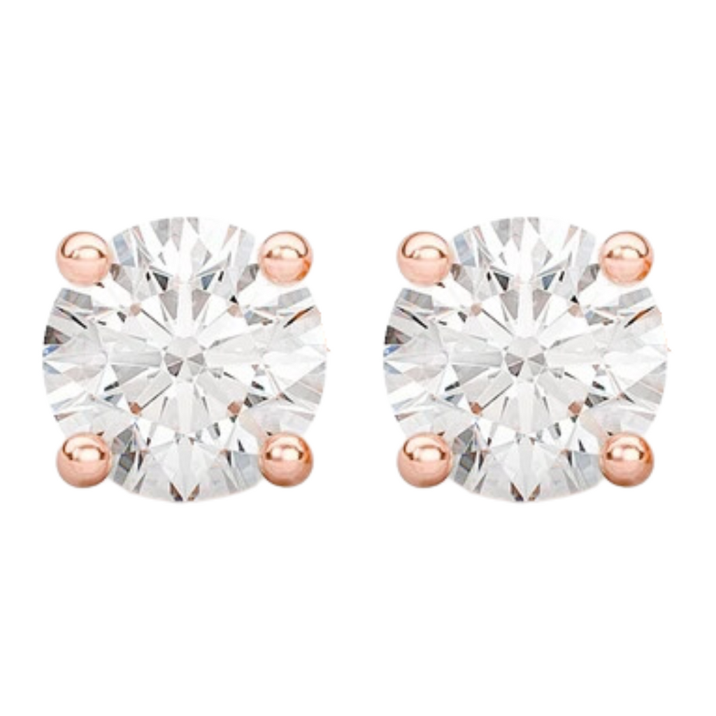 Paris Jewelry 18K Rose Gold 1/2 Carat Round Moissanite Stud Earrings