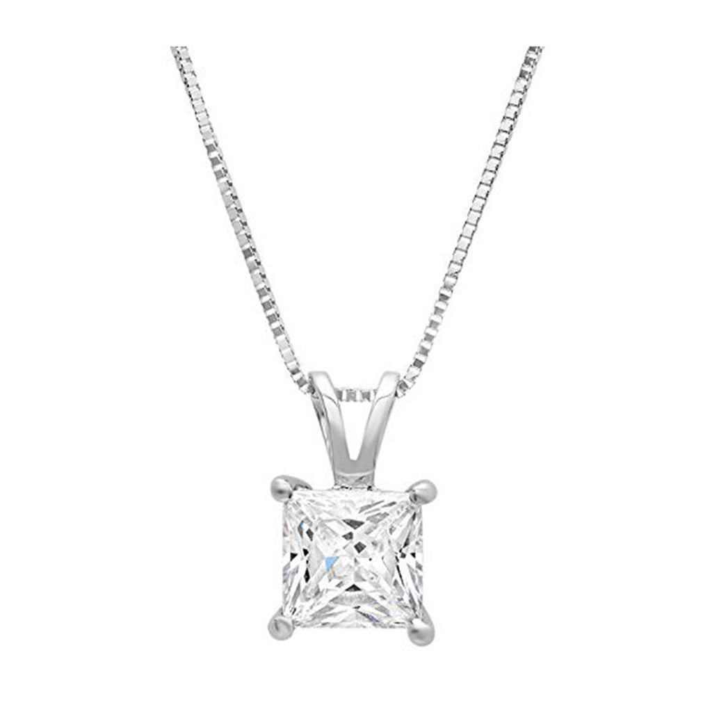 Paris Jewelry 18k White Gold 4 Cttw Princess Created Moissanite 18 Inch Necklace Plated