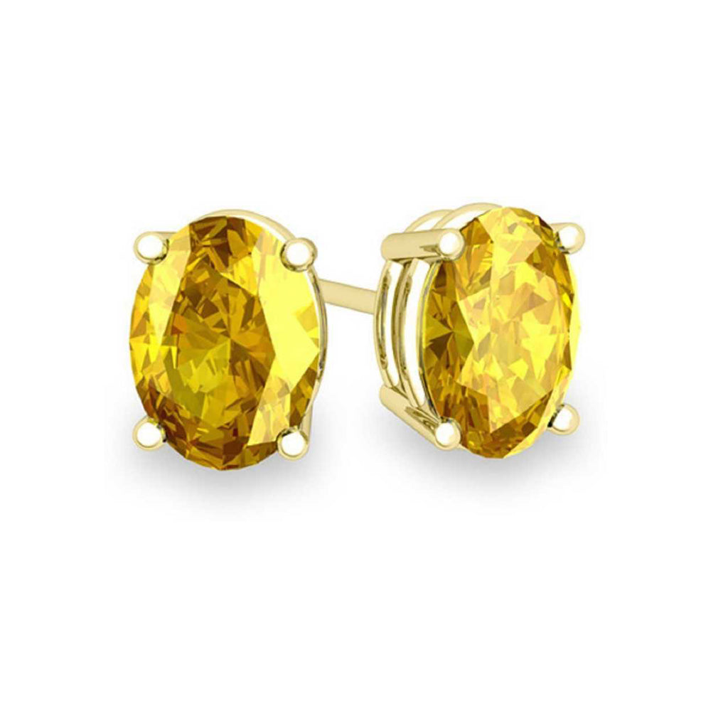 14k Yellow Gold Plated 2 Carat Round Created Yellow Sapphire Stud Earrings