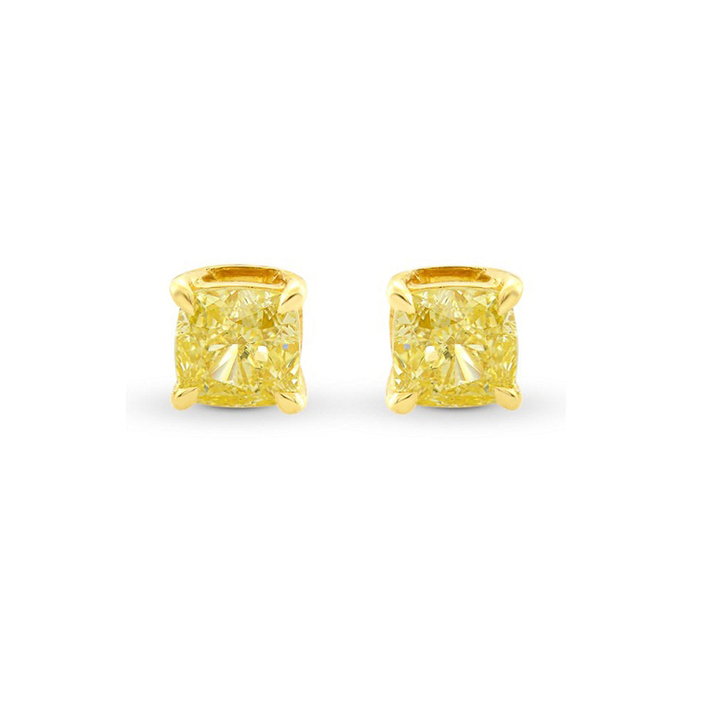 14k Yellow Gold Plated 2 Carat Square Created Yellow Sapphire Stud Earrings