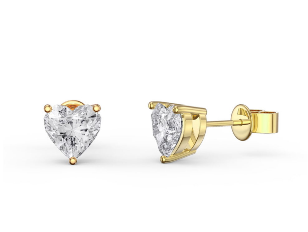 10k Yellow Gold Plated 3 Carat Heart Created White Sapphire Stud Earrings