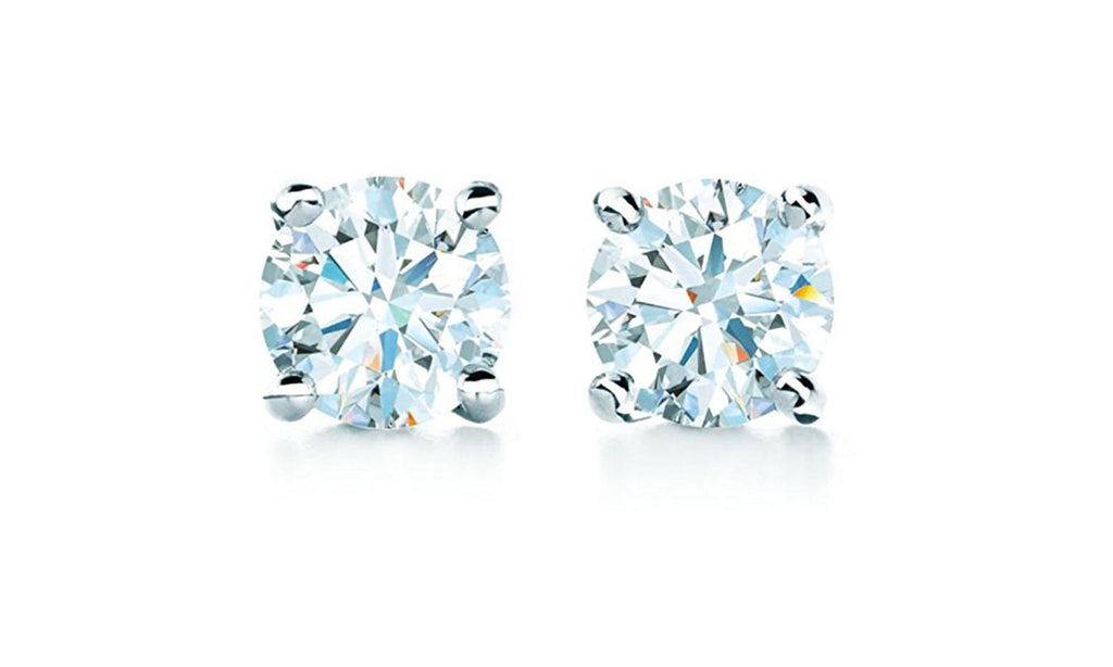 Rhodium Plated  5mm Round CZ Stud Earrings