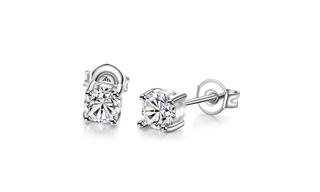 Round CZ Stud Earring Plated